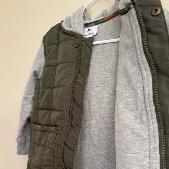 Tommy Bahama Kids Boys Quilted Jacket with Sleeves Size 2T Olive Green and Grey - Picture 9 of 10
